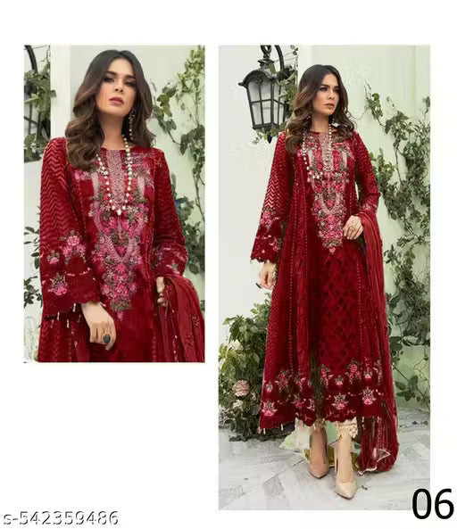 semi stitched yellow Women's Wear Stylish Heavy Fox Georgette Casual Wear Salwar Suit