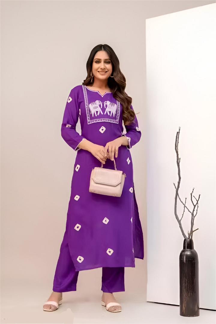 Letast Embrodared Women Printed Kurta Pant Set