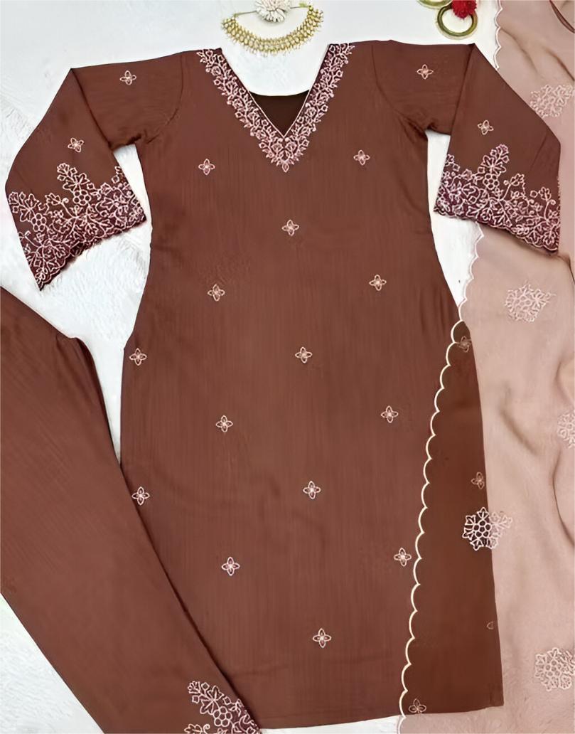 Indian Designer Eid Exclusive Silk Embroidered Straight Kurti Pant with Dupatta Set, Pakistani Salwar Kameez, Premium Party/Ethnic Wear