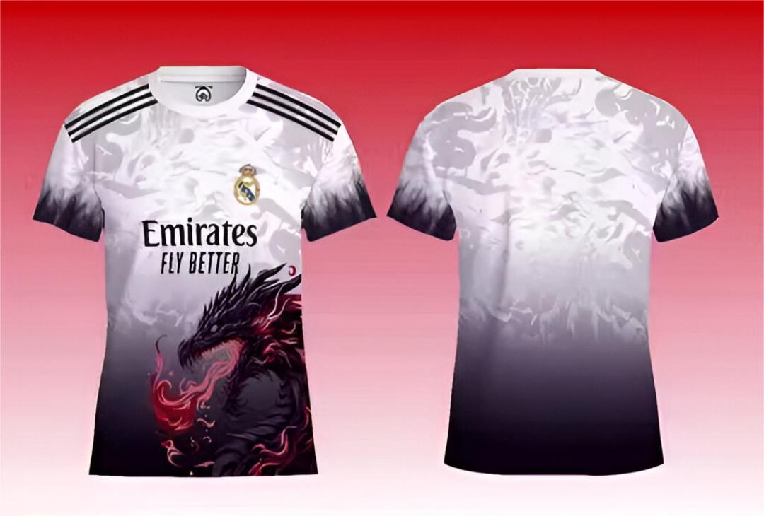 REAL MADRID BYBLADE DRAG 0N EDITION|LA LIGA AND UCL | FAN JERSEY | SUMMER FABRIC | 2025 MEN JERSEY | EUROPEAN FOOTBALL | RED DRAGUN |