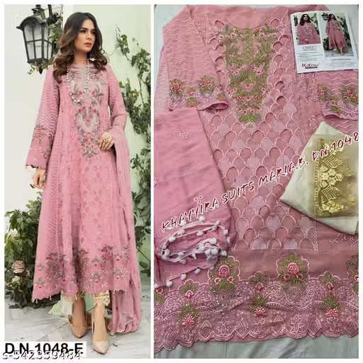 semi stitched yellow Women's Wear Stylish Heavy Fox Georgette Casual Wear Salwar Suit