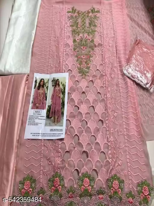 semi stitched yellow Women's Wear Stylish Heavy Fox Georgette Casual Wear Salwar Suit