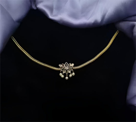 The Ray International Fancy Gold Plated Traditional Artificial Earrings Necklace Jewellery Set with Gemstones Pearls Set for Women's and Girl's