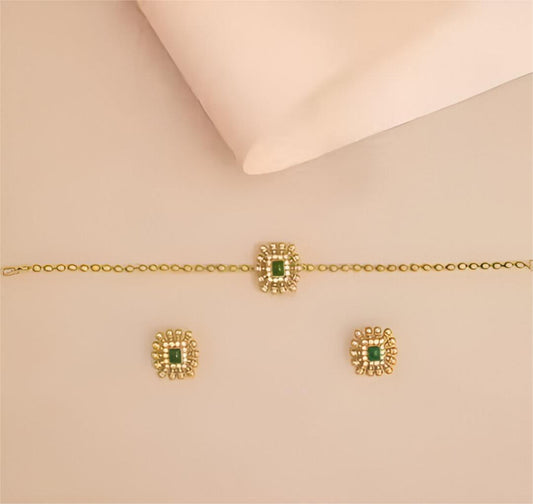 Matte Gold South Indian Temple Chain Pendant Necklace Set